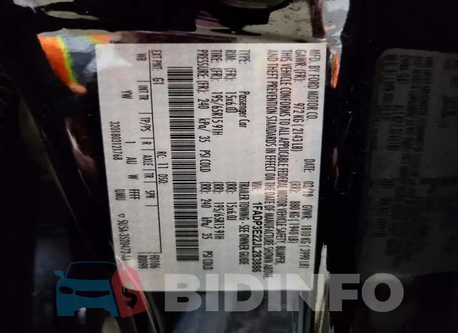 1FADP3E22JL283886 Photo# 12