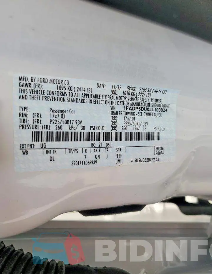 1FADP5DU0JL100824 Photo# 12