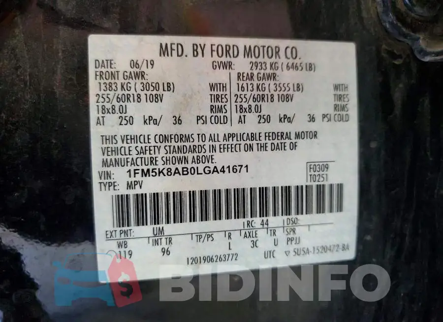 1FM5K8AB0LGA41671 Photo# 12