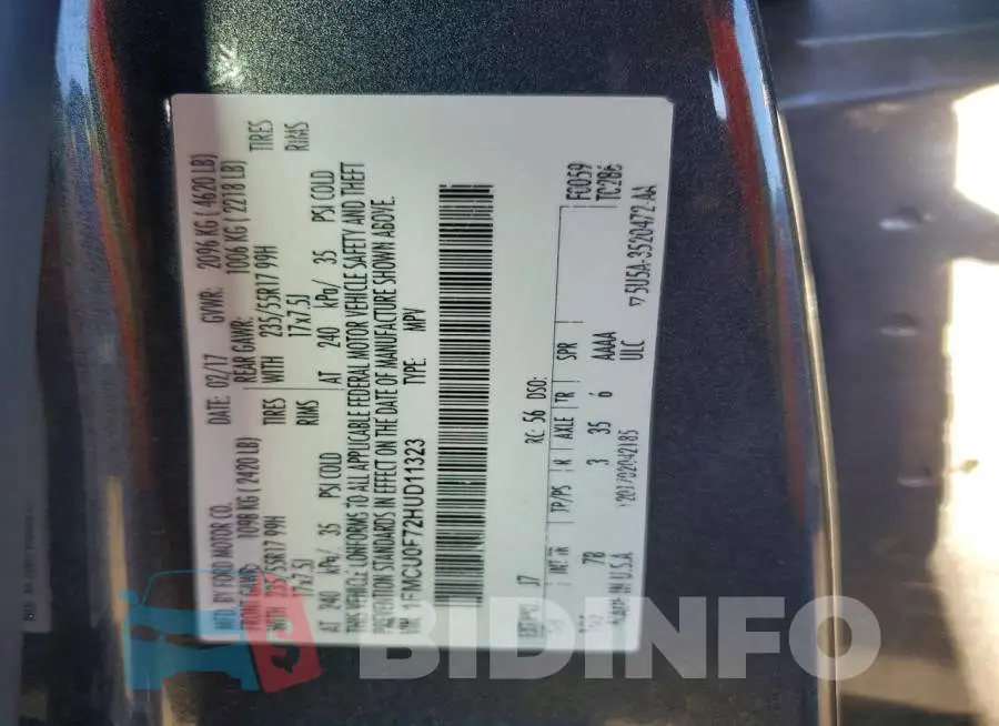 1FMCU0F72HUD11323 Photo# 12