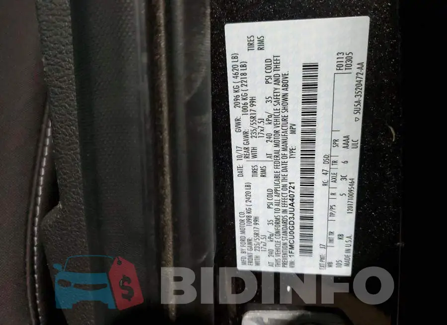 1FMCU0GD3JUA40721 Photo# 14