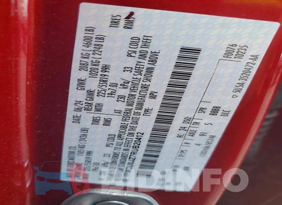 1FMCU0JZ7RUB20412 Photo# 12