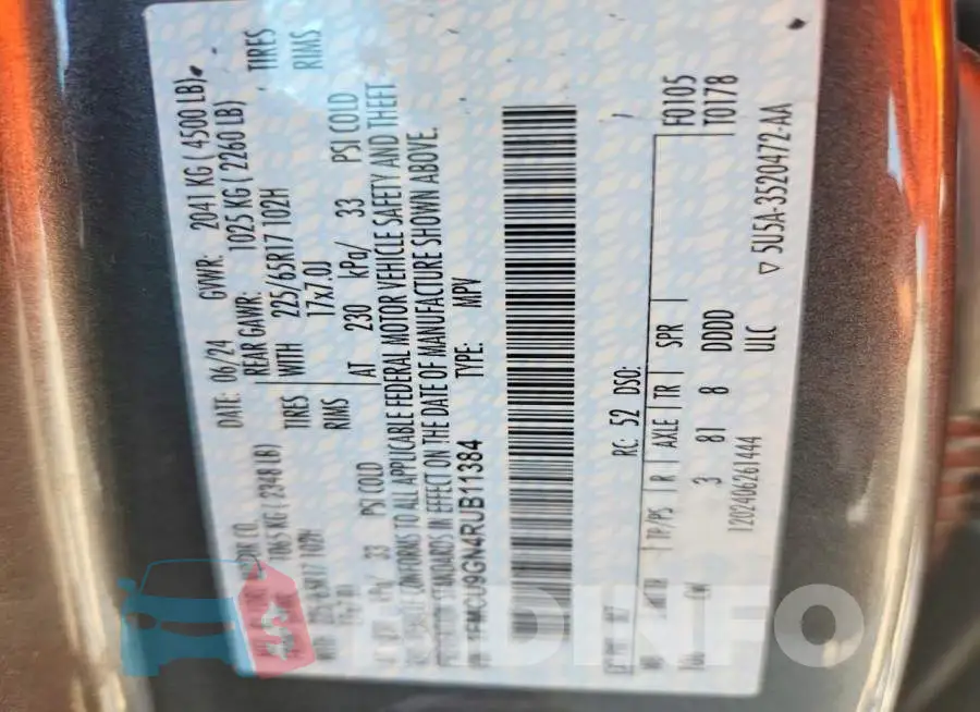 1FMCU9GN4RUB11384 Photo# 13