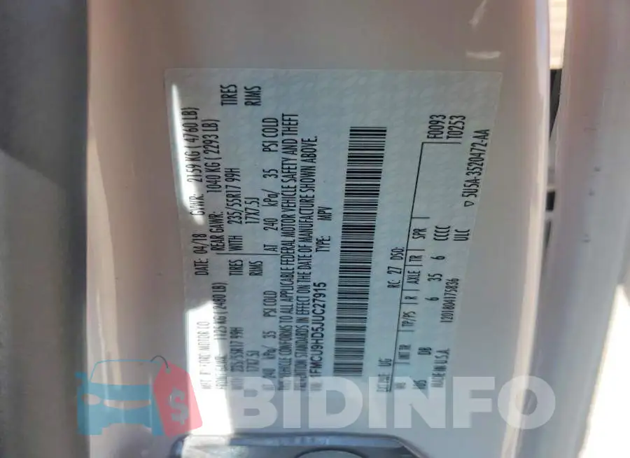 1FMCU9HD5JUC27915 Photo# 13
