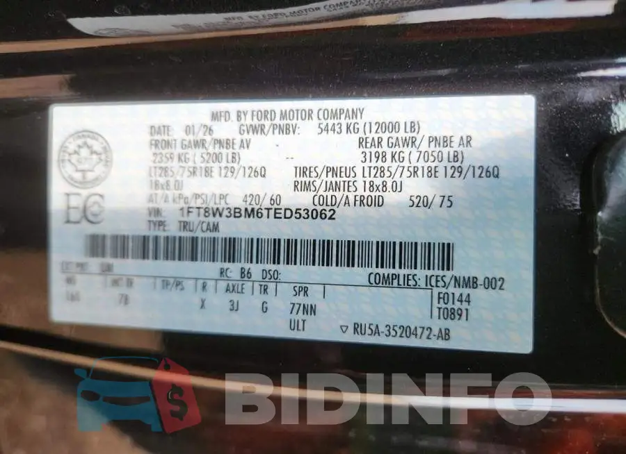 1FT8W3BM6TED53062 Photo# 12