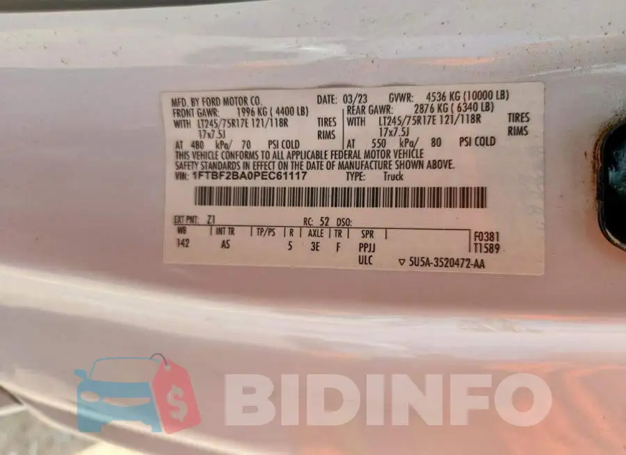 1FTBF2BA0PEC61117 Photo# 12