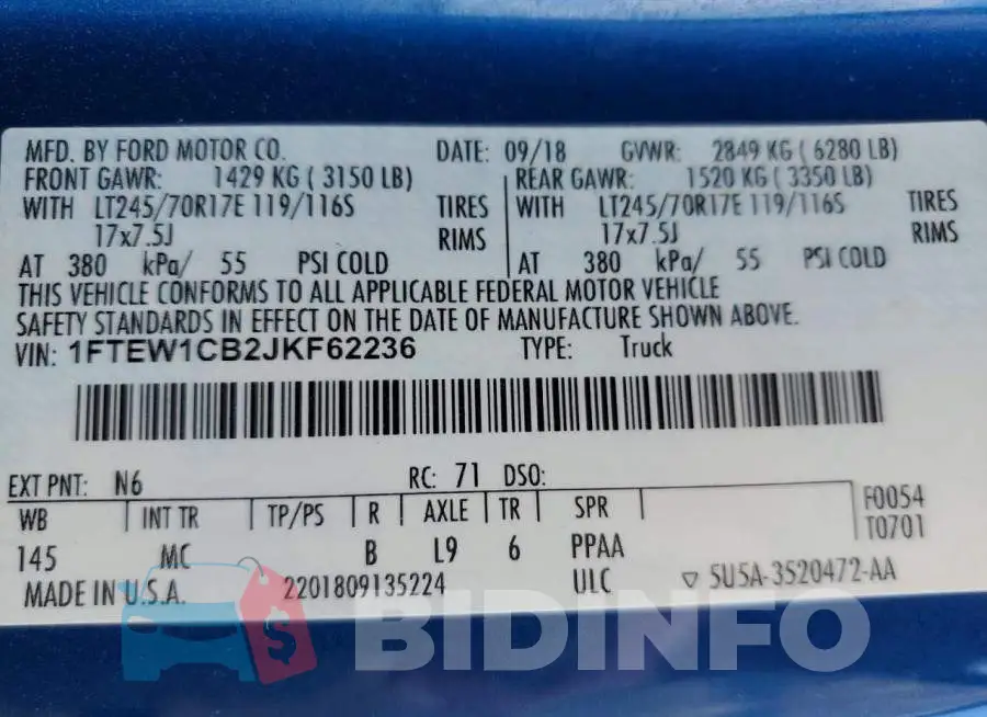 1FTEW1CB2JKF62236 Photo# 12