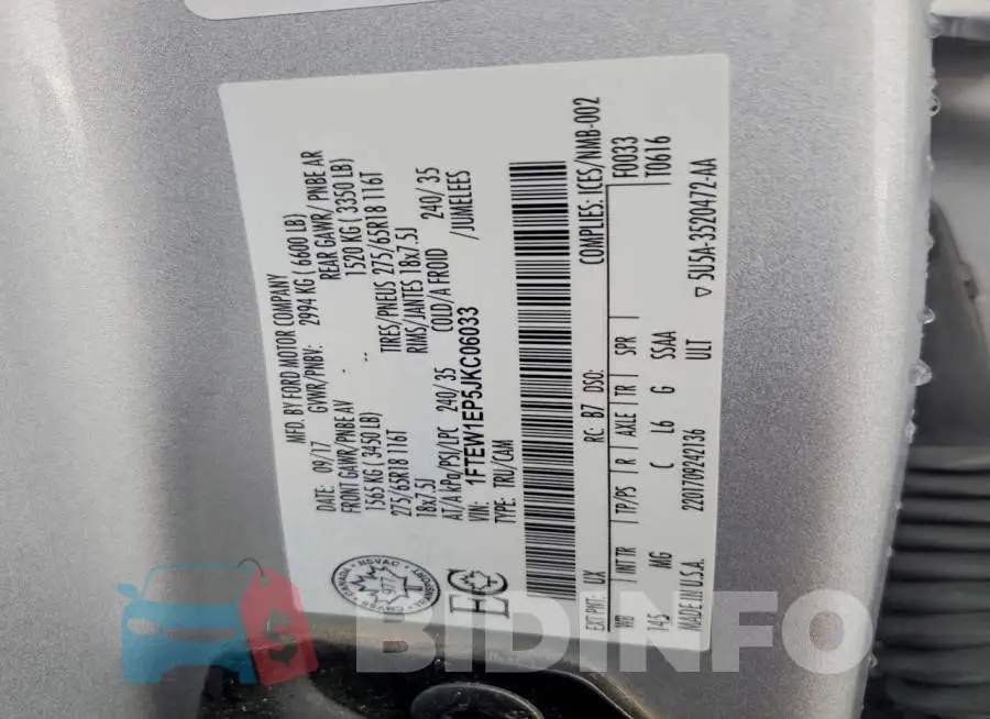1FTEW1EP5JKC06033 Photo# 12