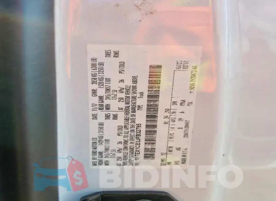 1FTEX1CB3JFB32785 Photo# 12