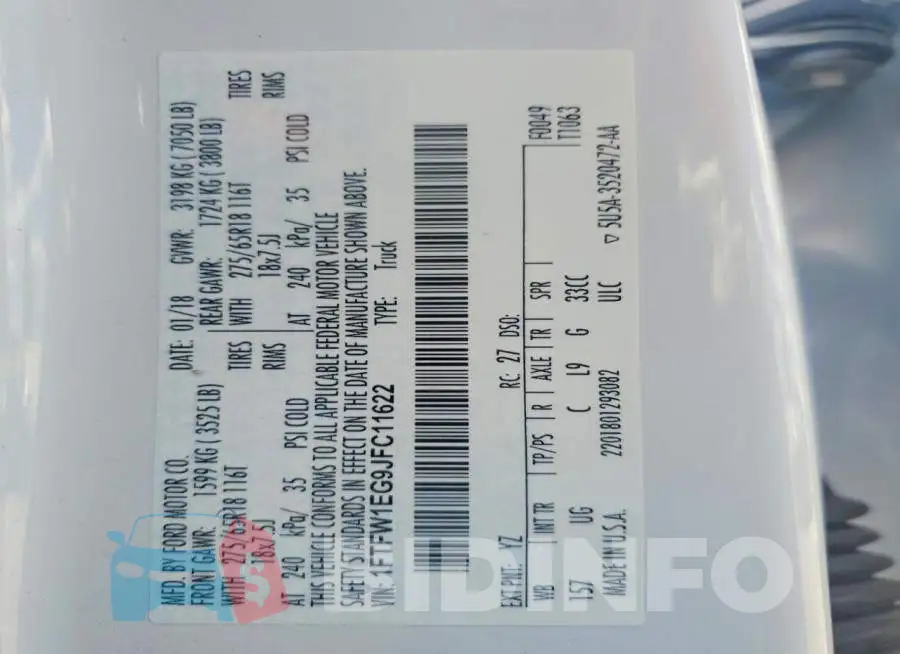 1FTFW1EG9JFC11622 Photo# 12