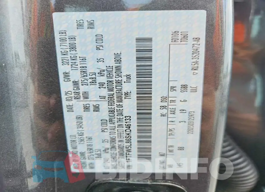 1FTFW5L86SKD46133 Photo# 12