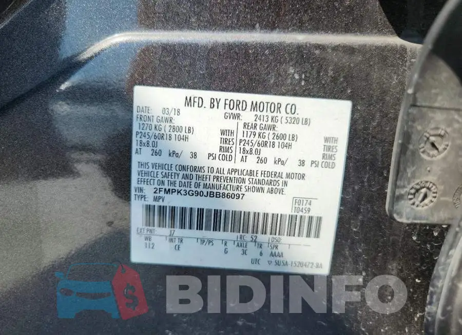 2FMPK3G90JBB86097 Photo# 13