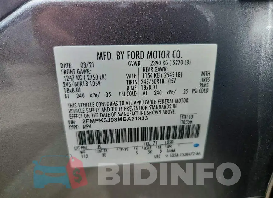 2FMPK3J98MBA21833 Photo# 12