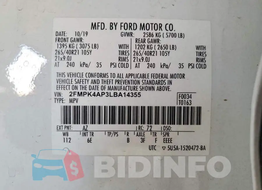 2FMPK4AP3LBA14355 Photo# 12