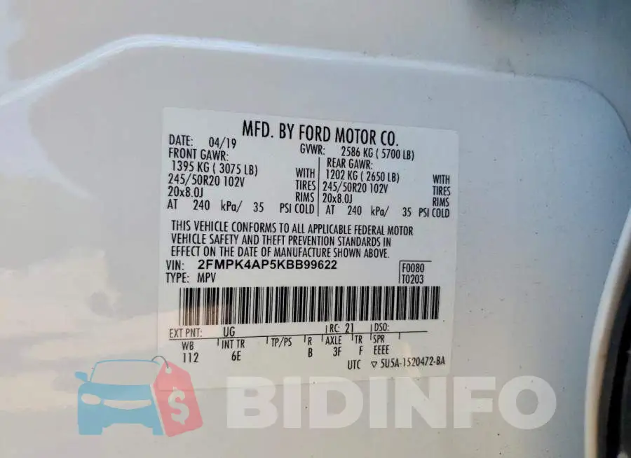 2FMPK4AP5KBB99622 Photo# 13
