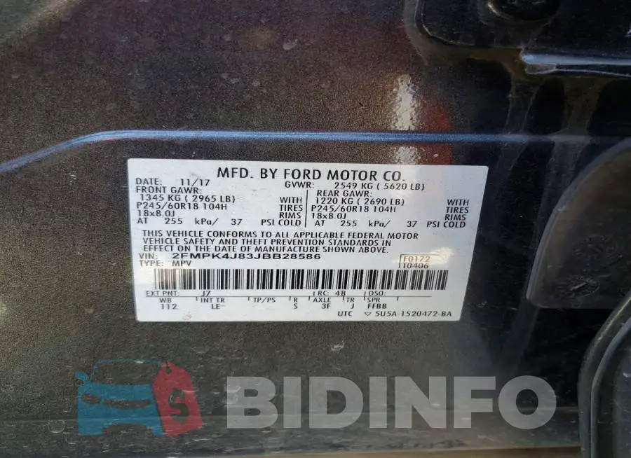 2FMPK4J83JBB28586 Photo# 14