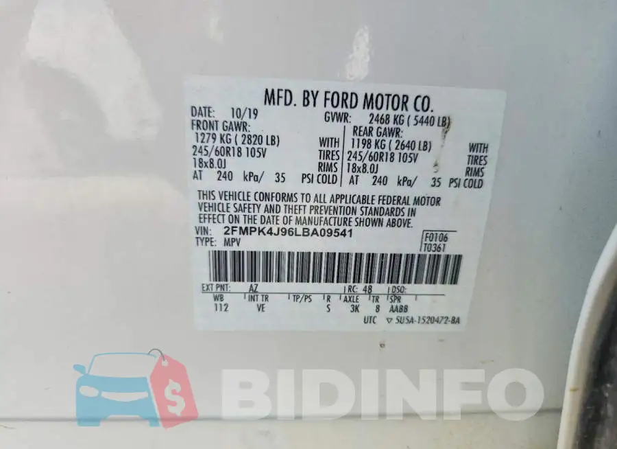 2FMPK4J96LBA09541 Photo# 13