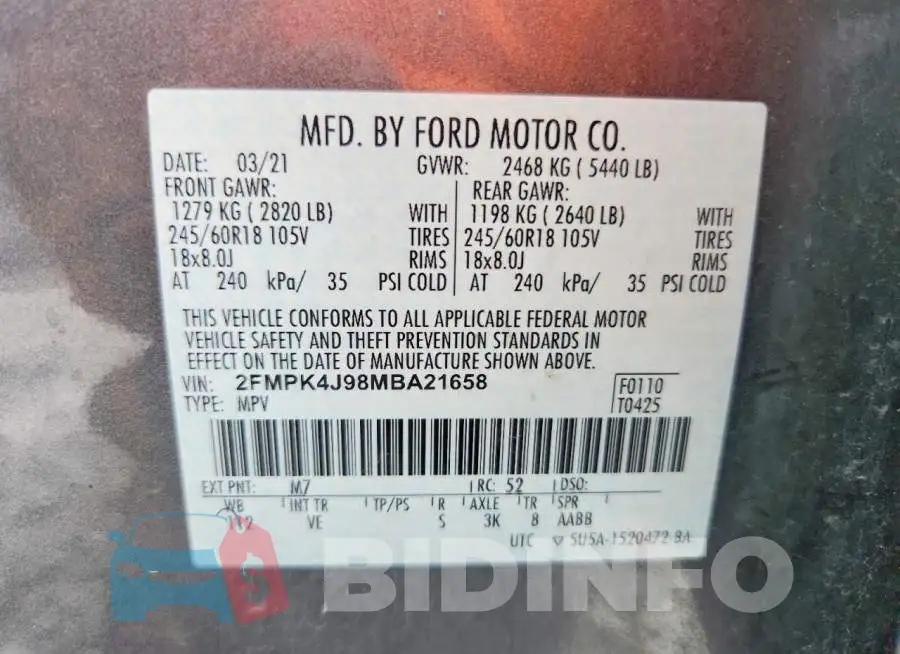 2FMPK4J98MBA21658 Photo# 13