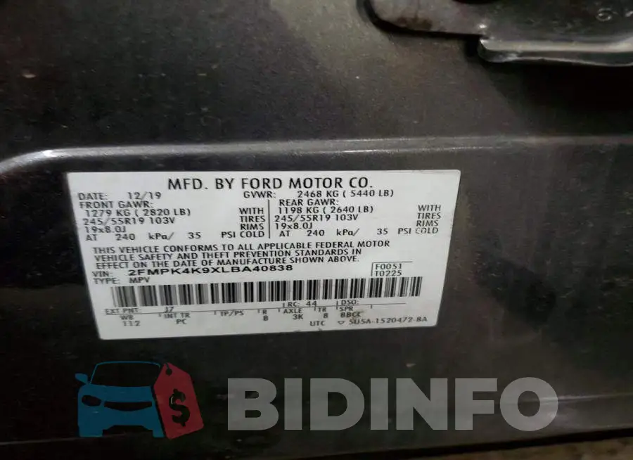 2FMPK4K9XLBA40838 Photo# 13