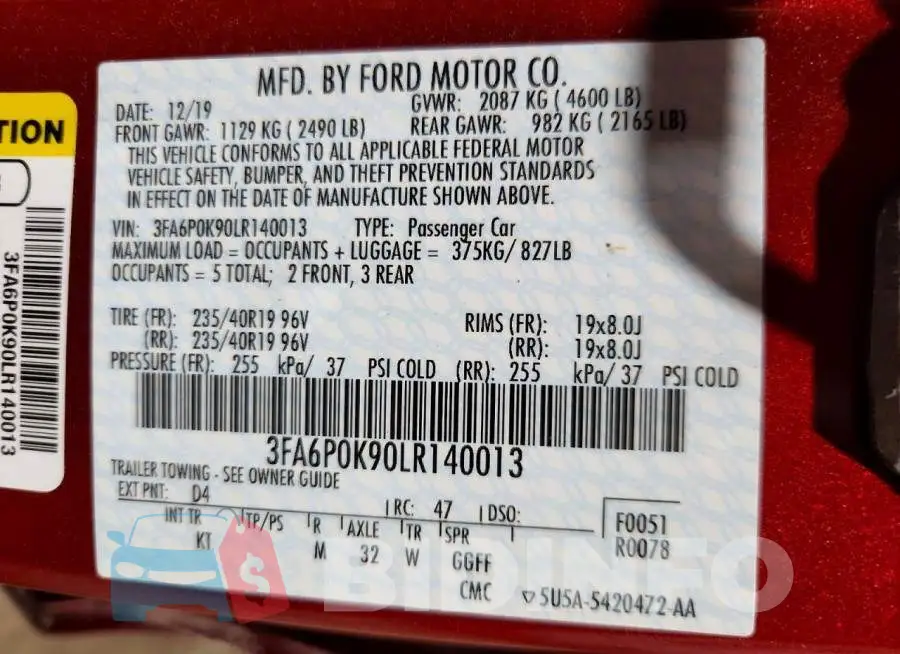 3FA6P0K90LR140013 Photo# 12