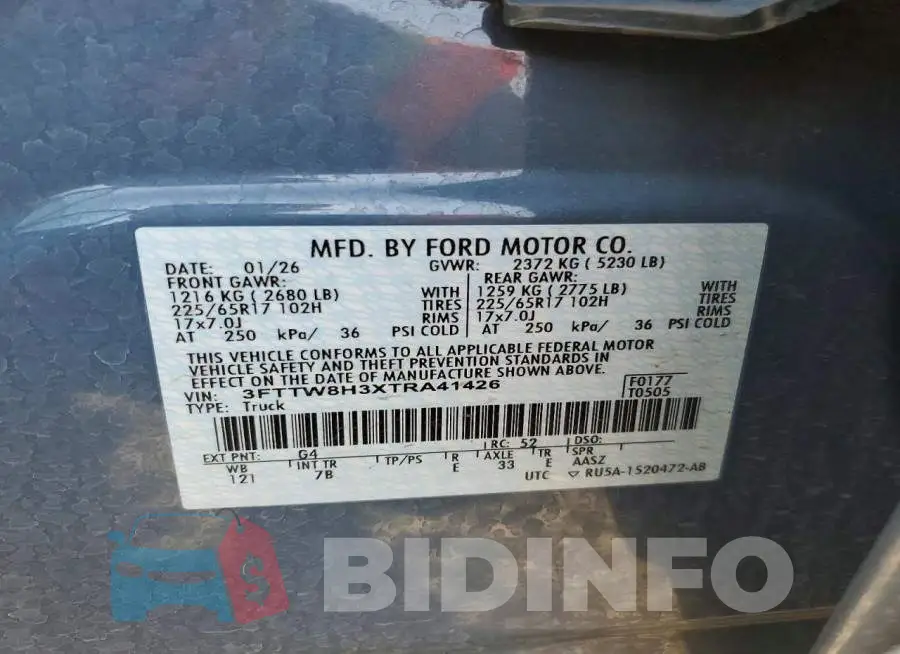 3FTTW8H3XTRA41426 Photo# 12