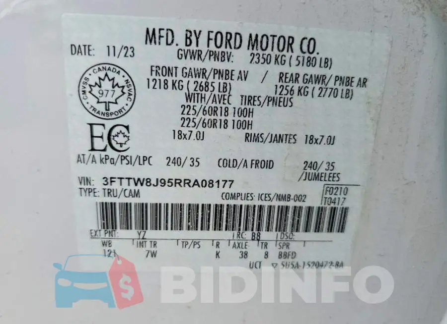 3FTTW8J95RRA08177 Photo# 12