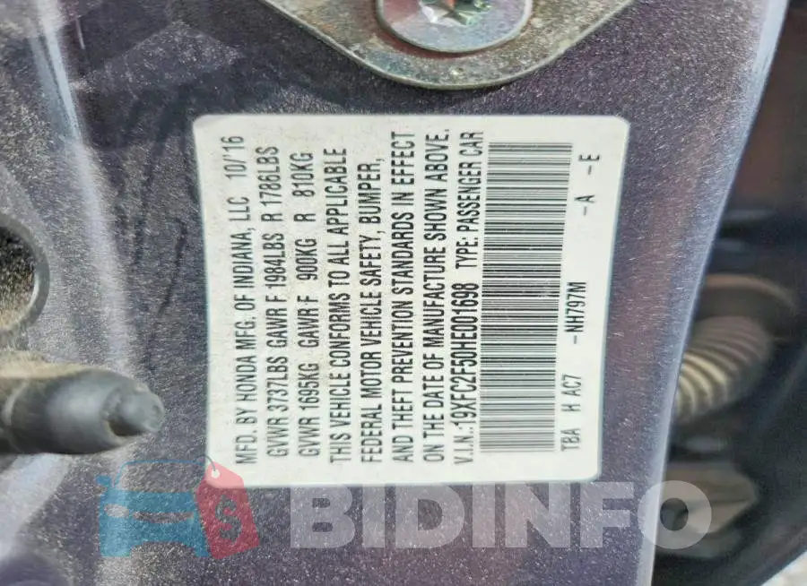 19XFC2F50HE001698 Photo# 12