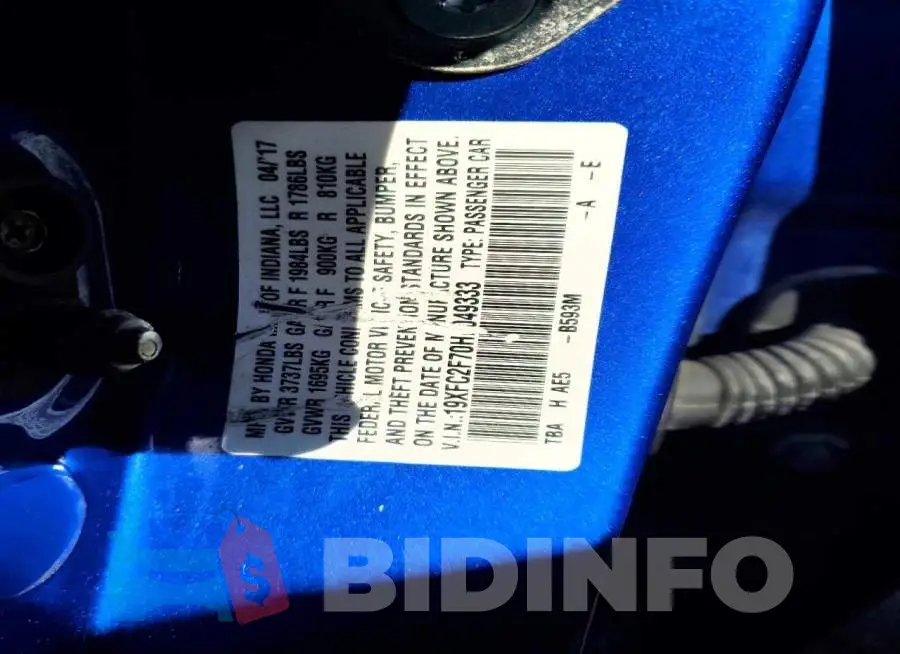 19XFC2F70HE049333 Photo# 13