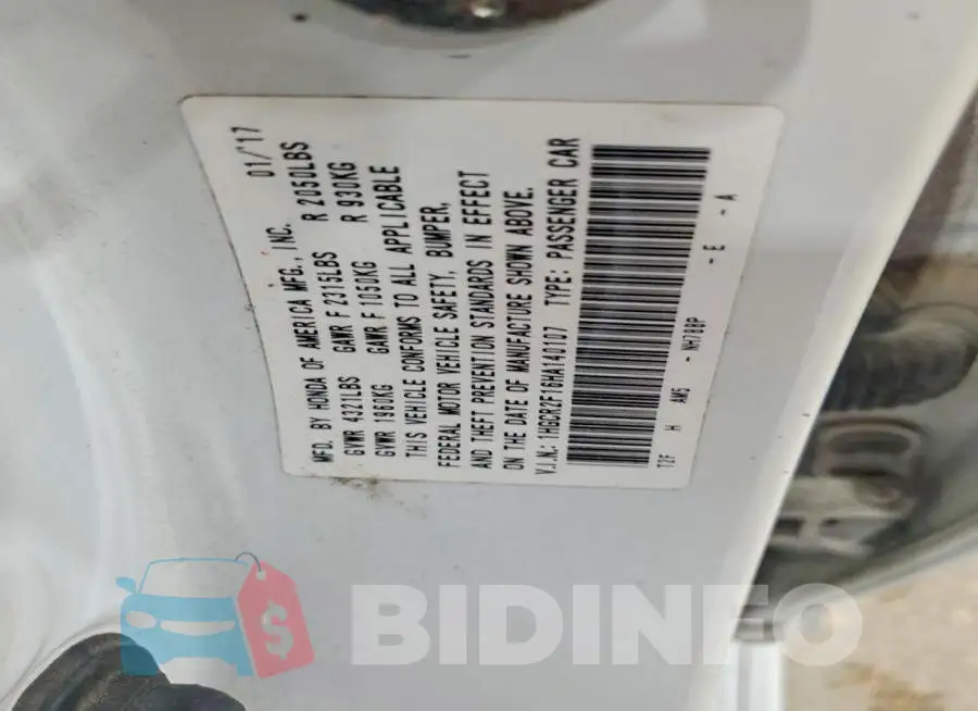 1HGCR2F16HA140107 Photo# 12