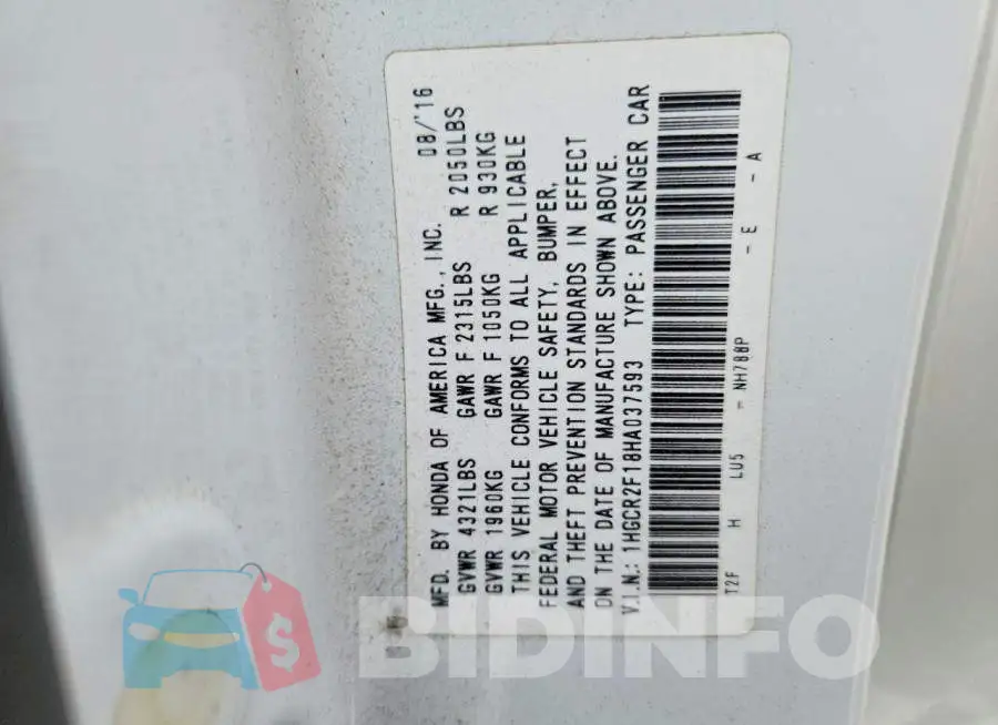 1HGCR2F18HA037593 Photo# 13