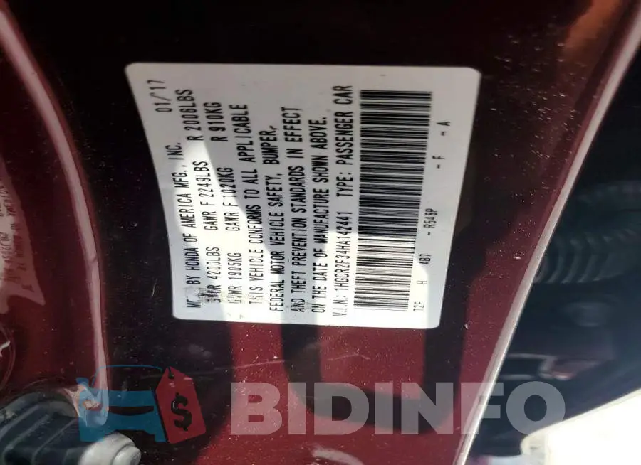 1HGCR2F34HA142441 Photo# 12