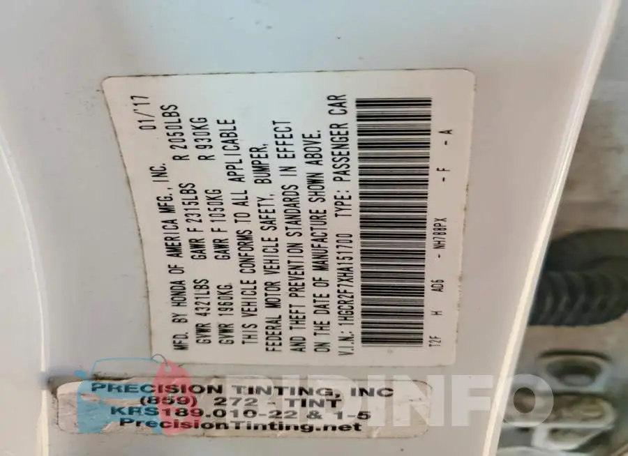 1HGCR2F7XHA151700 Photo# 12