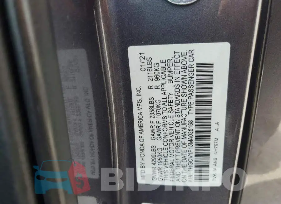 1HGCV1F15MA035168 Photo# 13
