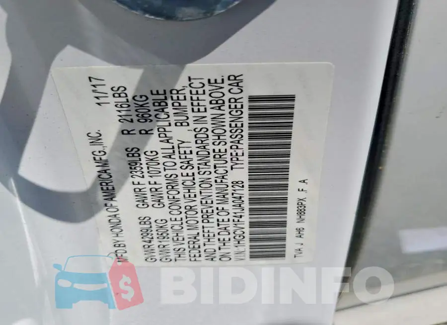 1HGCV1F41JA047128 Photo# 12