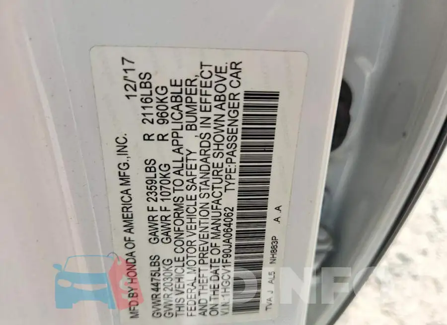 1HGCV1F90JA064062 Photo# 12