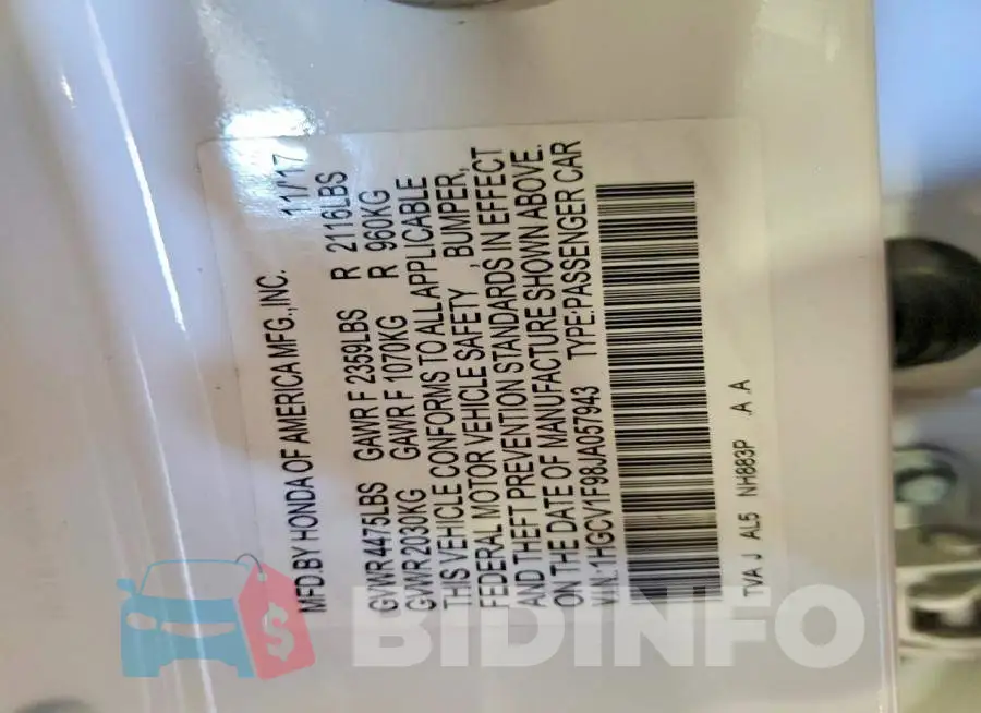 1HGCV1F98JA057943 Photo# 12