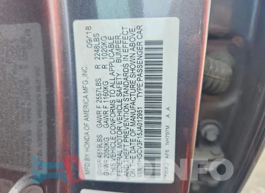 1HGCV3F15JA012951 Photo# 12