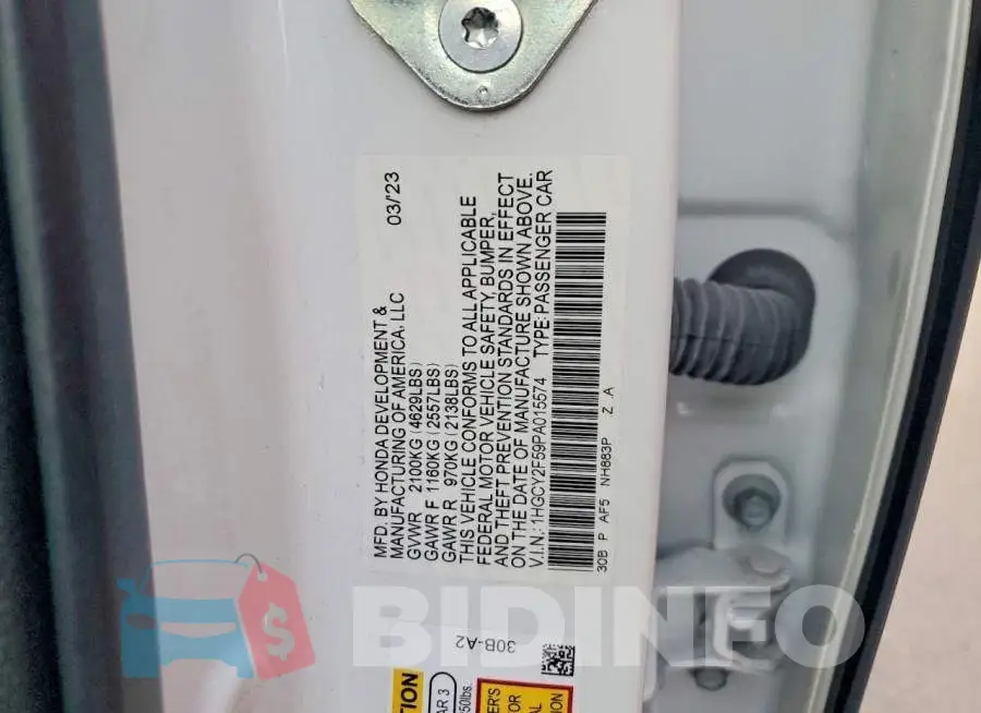 1HGCY2F59PA015574 Photo# 12