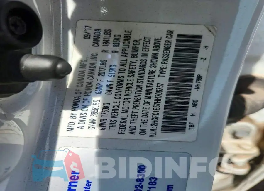 2HGFC1E57HH706757 Photo# 12
