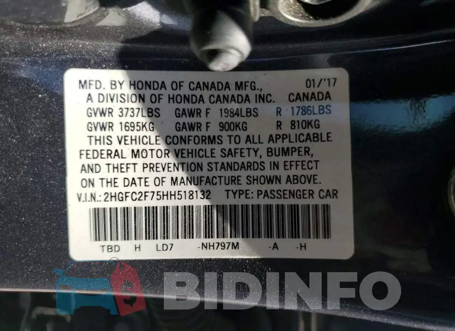 2HGFC2F75HH518132 Photo# 13