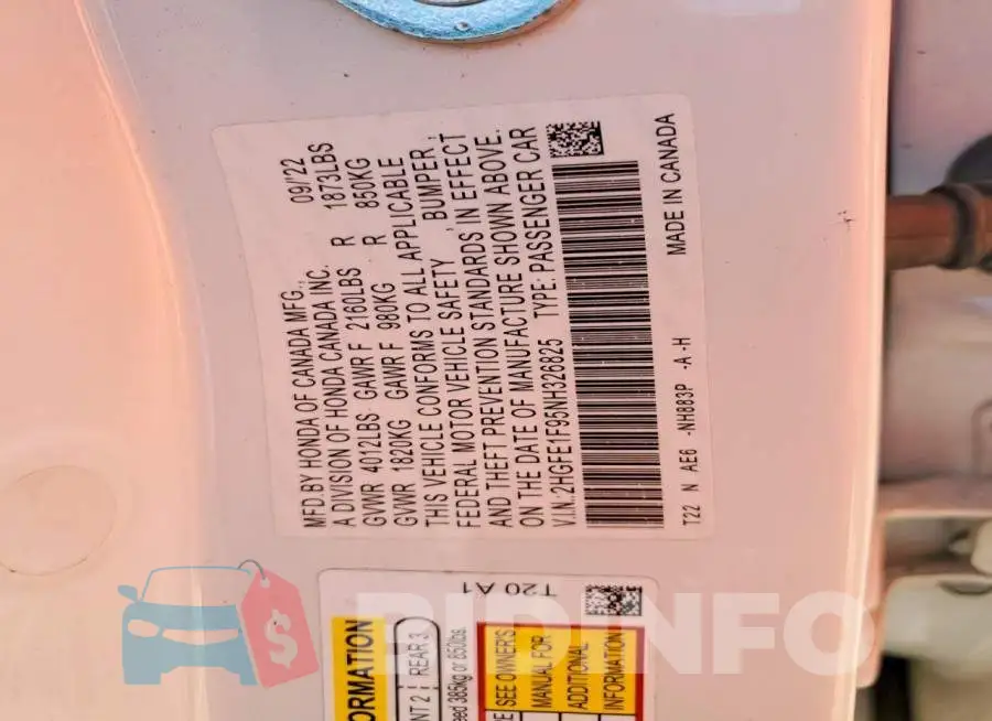 2HGFE1F95NH326825 Photo# 12