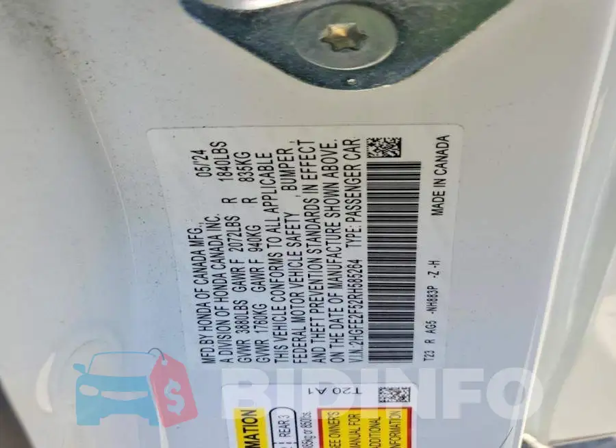 2HGFE2F52RH585264 Photo# 12
