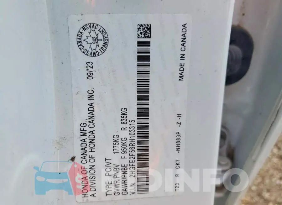 2HGFE2F56RH103315 Photo# 13