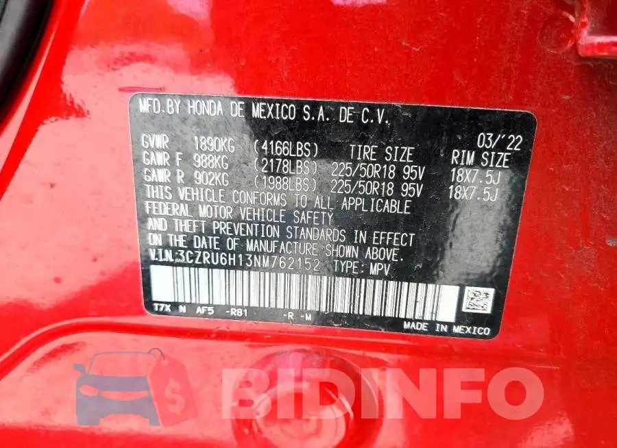 3CZRU6H13NM762152 Photo# 13
