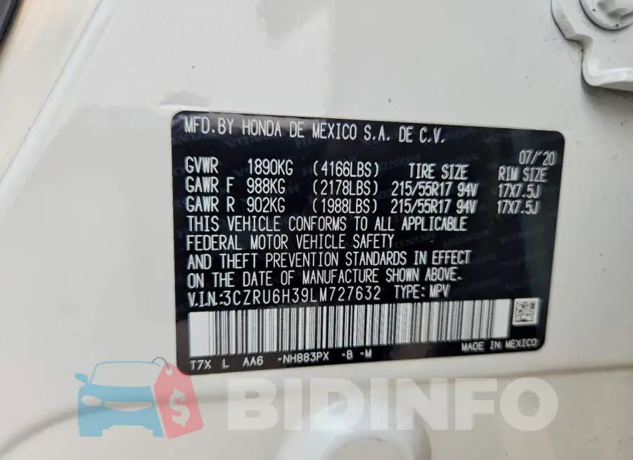 3CZRU6H39LM727632 Photo# 14