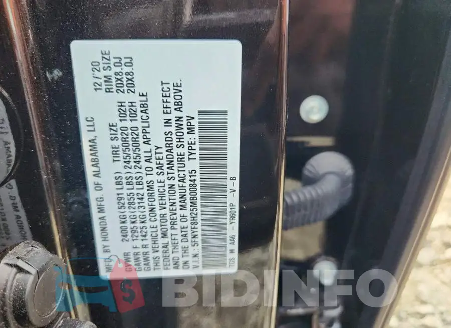 5FNYF8H25MB008415 Photo# 12