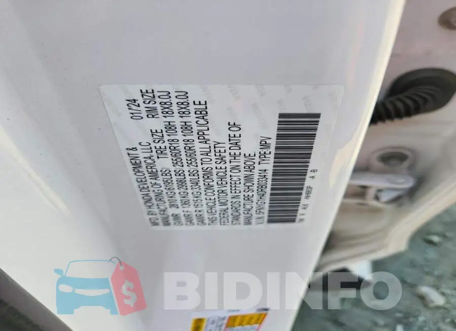 5FNYG1H40RB033414 Photo# 13