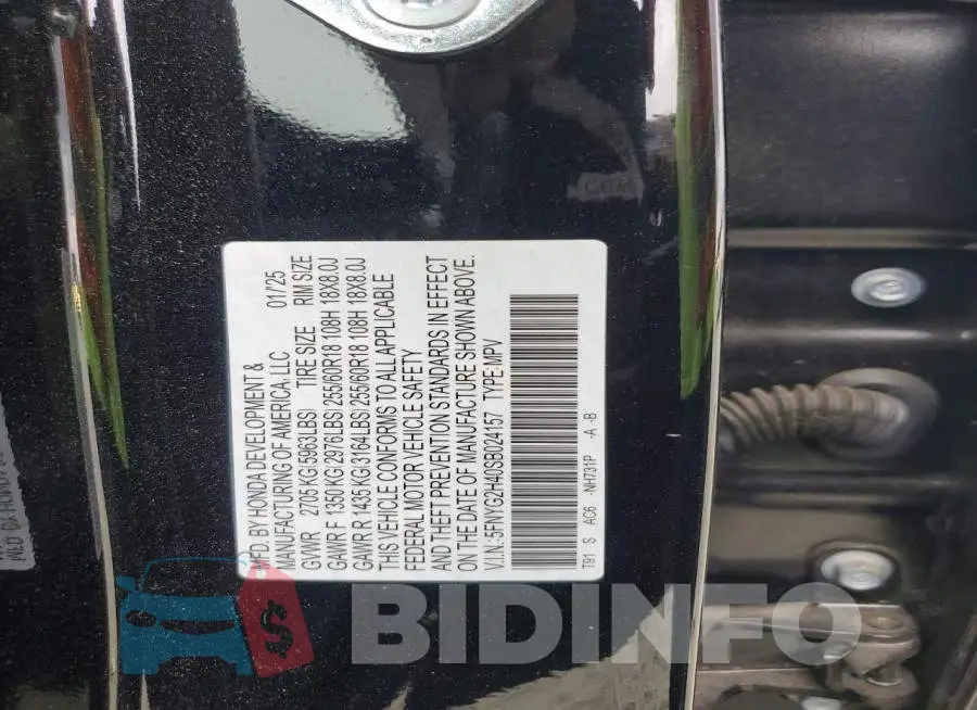 5FNYG2H40SB024157 Photo# 13