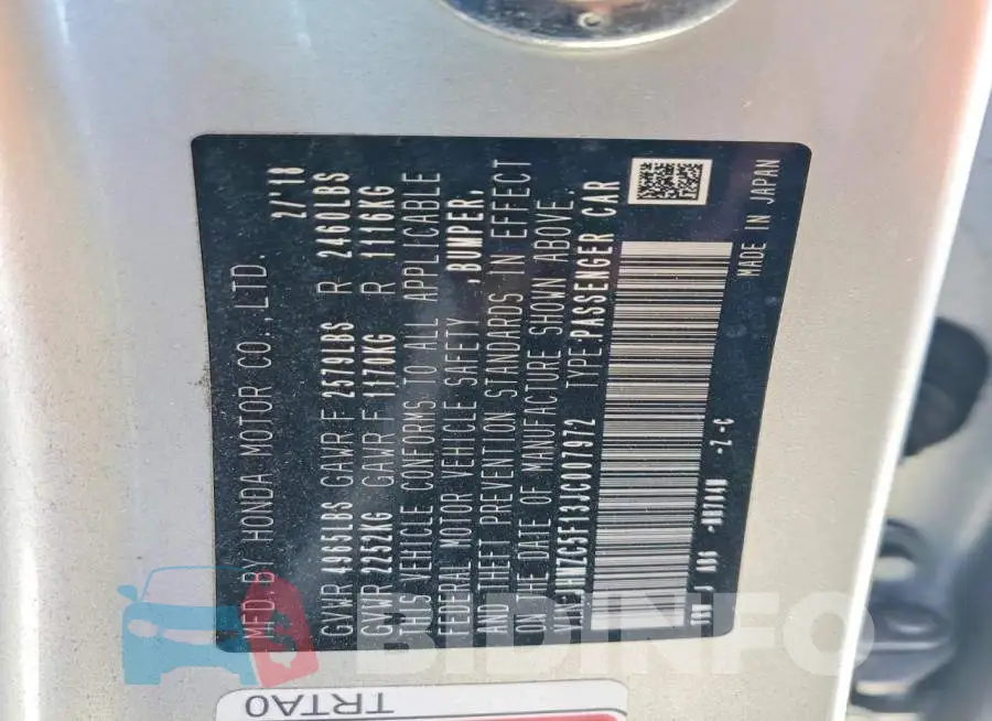 JHMZC5F13JC007972 Photo# 12