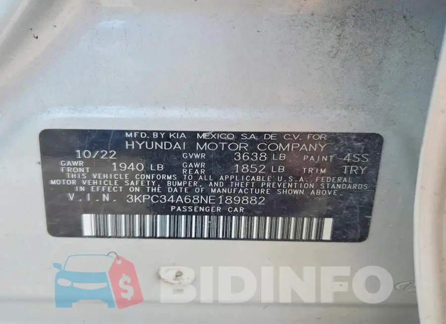 3KPC34A68NE189882 Photo# 12